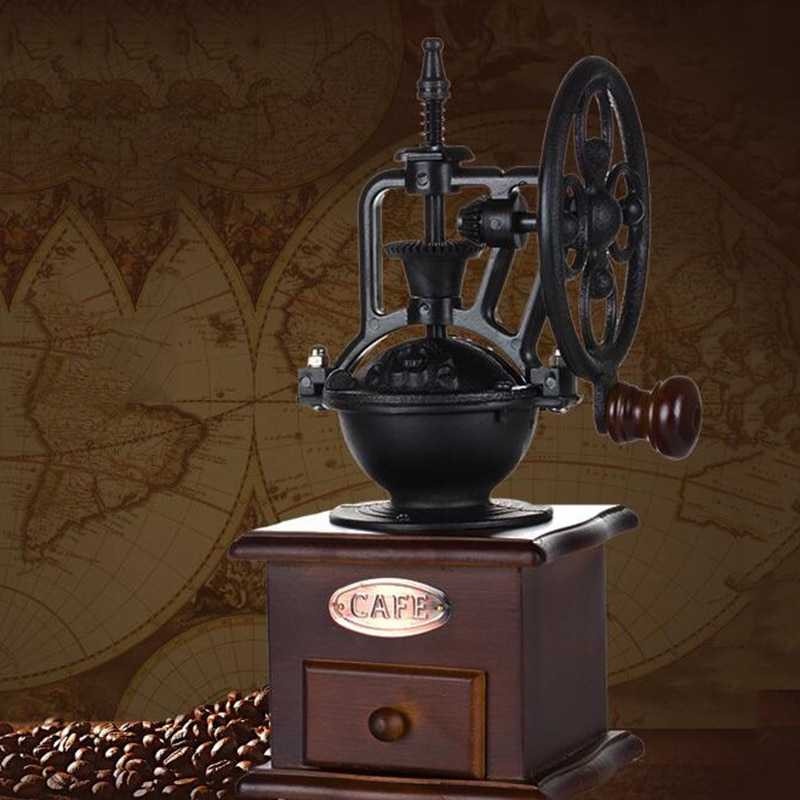 Penggiling Biji Kopi Manual Coffee Grinder Retro Vintage Kayu Keramik