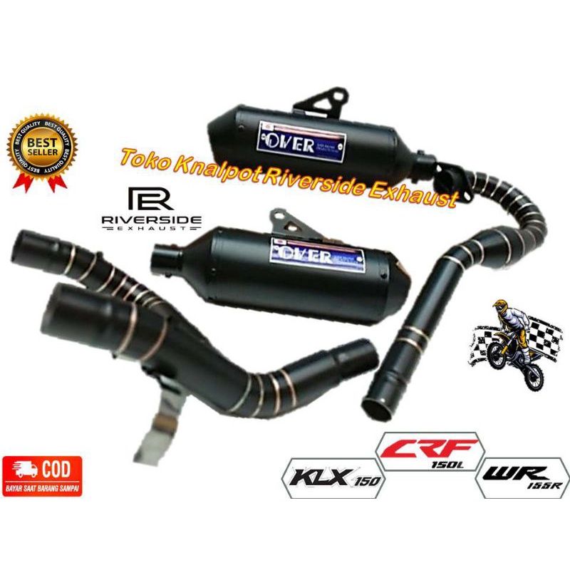 Knalpot Over Racing Japan pnp Klx Dtracker Crf Wr155 Doubel Silincer Full Hitam