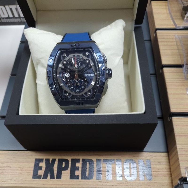 Jam Tangan Pria Expedition EXP E 6800 M E6800M E6800 M E 6800M Blue Black Rubber