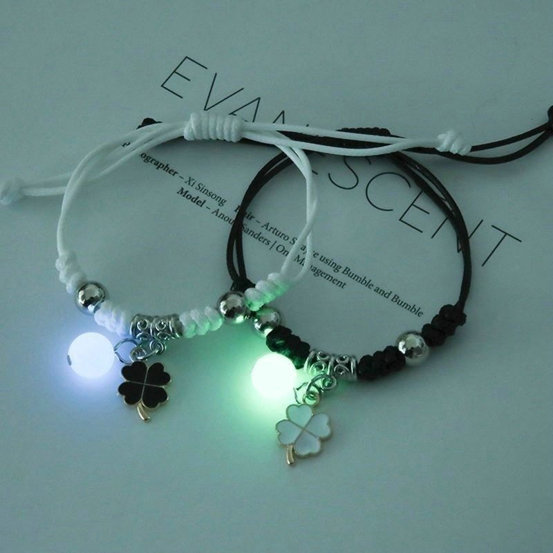 2pcs Gelang Anyaman Luminous Adjustable Untuk Pria Dan Wanita