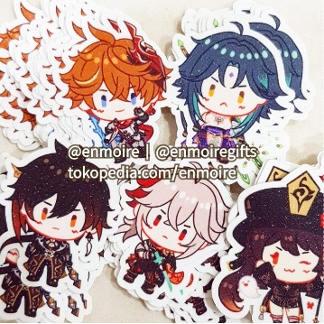 

Genshin Impact Glitter Sticker | Gemshin Impact Zhongli Childe Kazuha Xiao