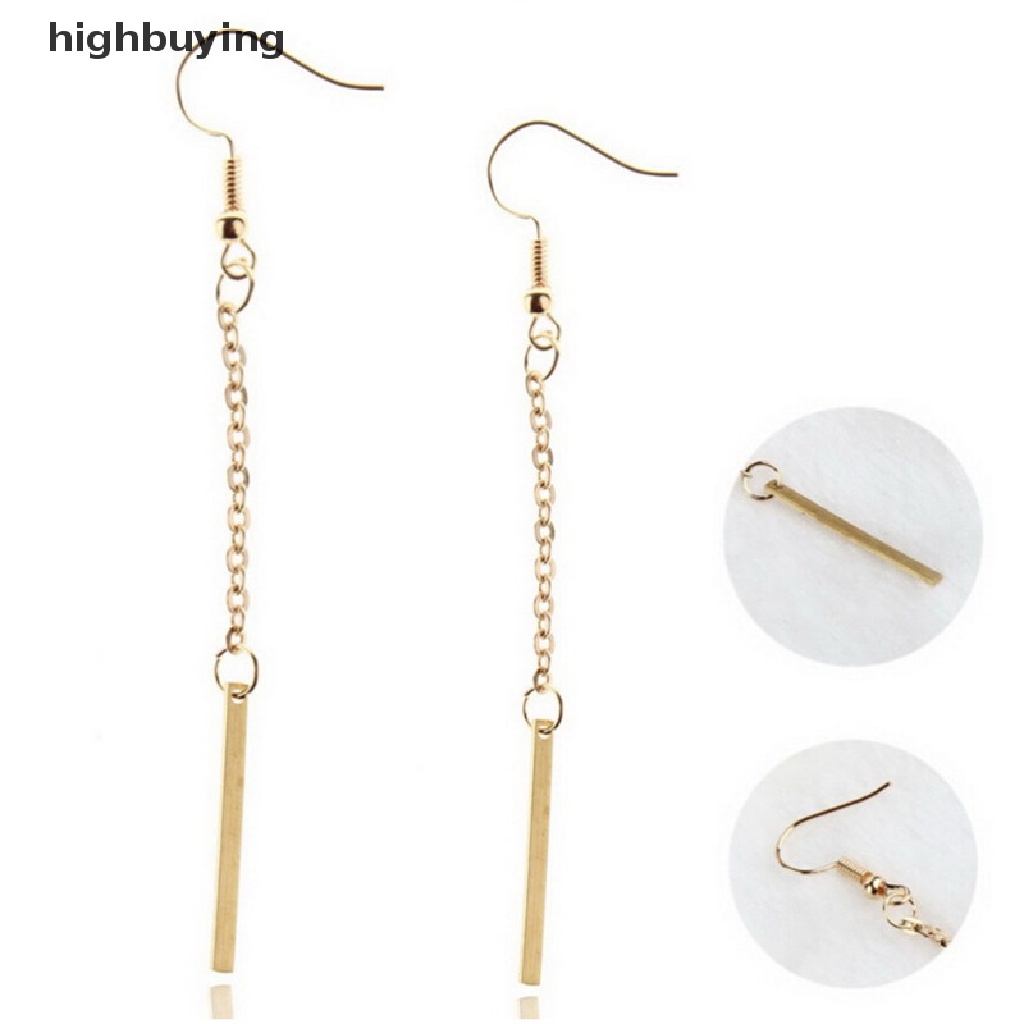 Hbid Anting Tusuk Gantung Panjang Wanita Bahan Alloy Desain Batang Panjang Gaya Simple Untuk Hadiah