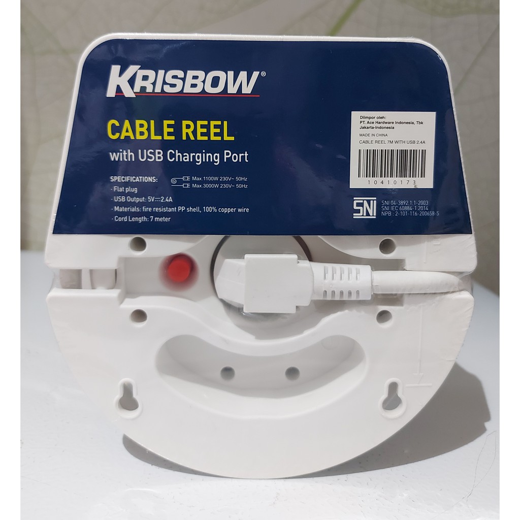 KRISBOW KABEL ROLL 7M / CABLE REEL WITH PORT USB / STOP KONTAK 5 LUBANG