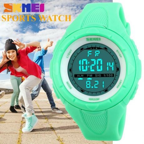 Jam Tangan Wanita Digital SKMEI 1074 Light Green Water Resistant 50m