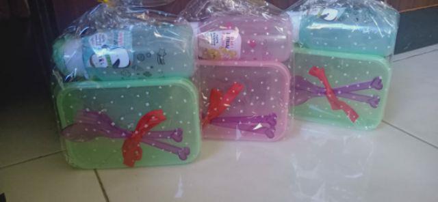 Parel Lunch Box Sendok Garpu + Botol Minum Kemasan Ulang Tahun