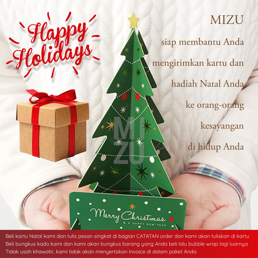 MIZU KURISUMASU TSURI Christmas Tree Pop Up 3D Card Kartu Ucapan Natal 3D