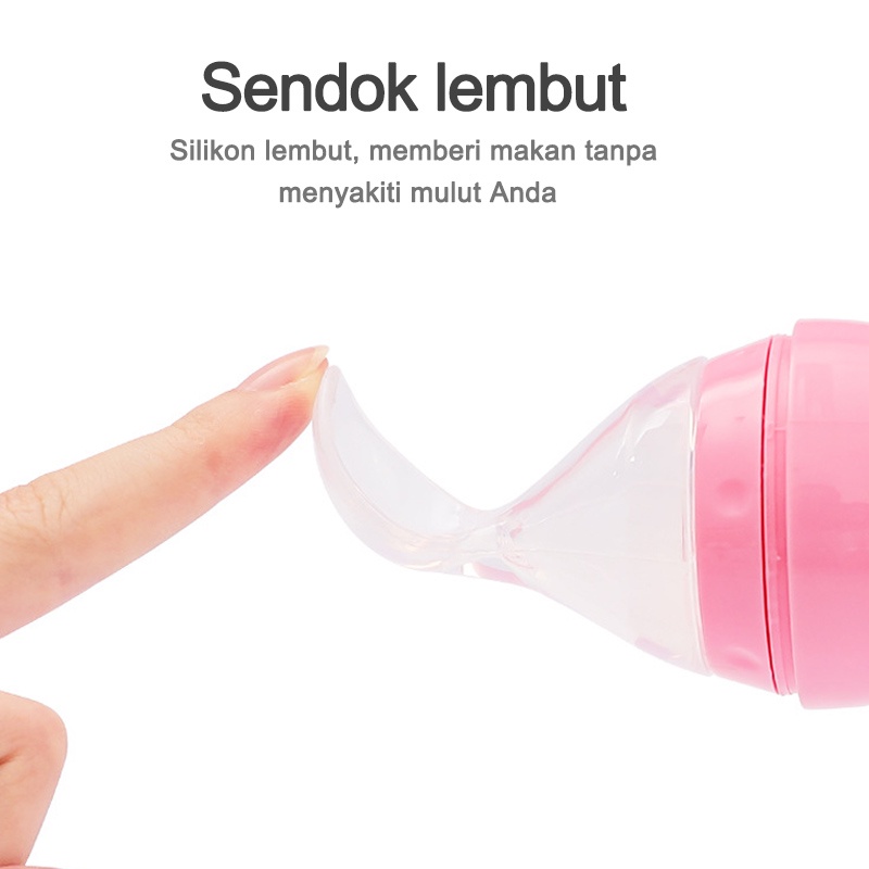 Silicone Sendok Makan Bayi/Sendok Makan Bayi Botol Dot SIlikon Praktis Silicone Baby Spoon Dispenser/90ml Sendok Silikon Bayi  L50