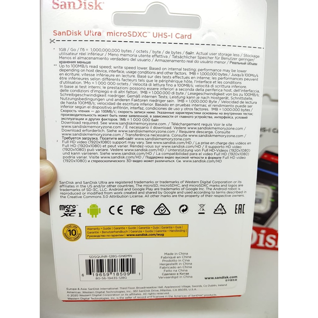 Sandisk Ultra 128GB Class 10 Memory Card ORIGINAL MMC mSD Card 100MBps GARANSI 5 TAHUN