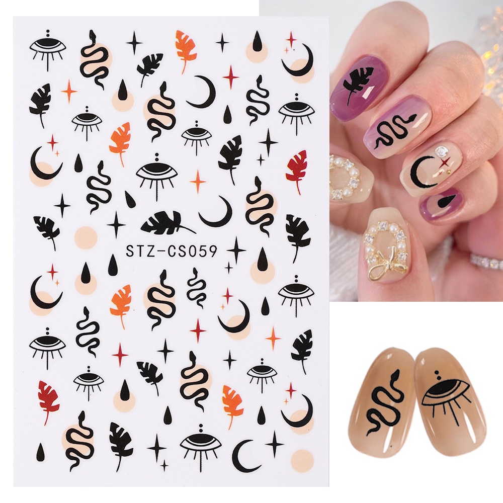 1pc Stiker Kuku Desain Labu Monster Daun Maple Halloween 5D Untuk Dekorasi Manicure