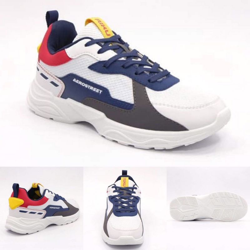 Aerostreet 40-43 Riku Putih Merah - Sepatu Sneakers Casual Pria Wanita Aero