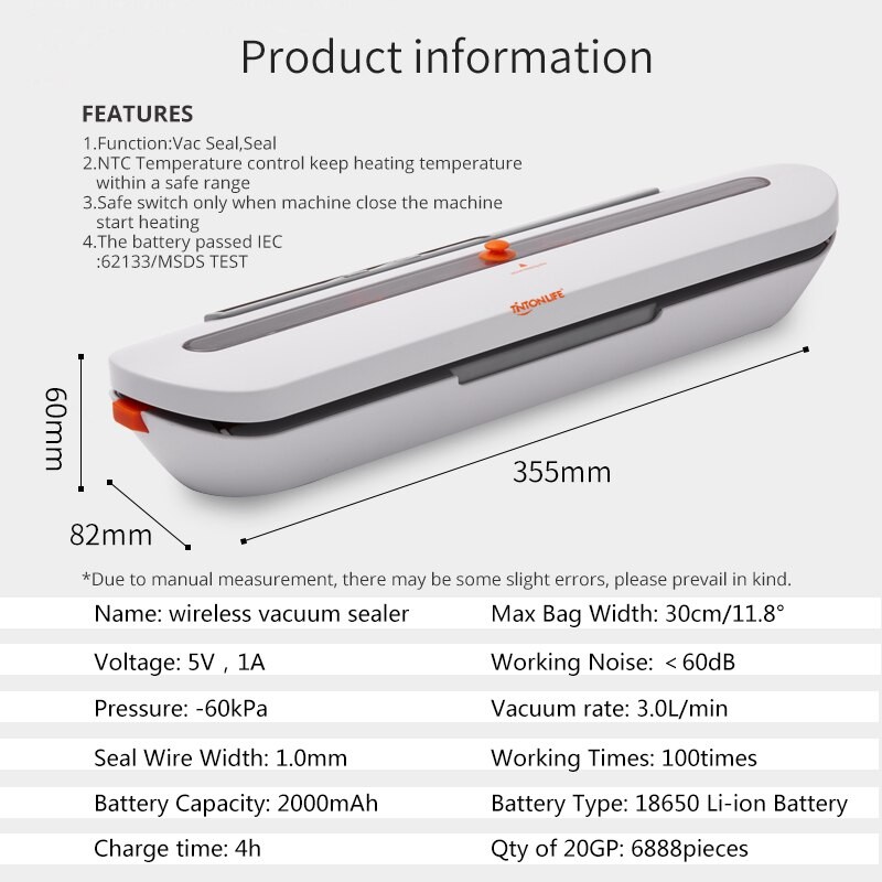 [ Dijamin ORi ] FreshpackPro QH-02 XinBaoLong Portable Food Vacuum Sealer Mesin Vacum Vakum Makanan