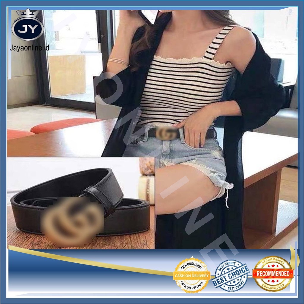 JY Ikat Pinggang Double G Belt Tali Pinggang Wanita Fashion Buatan Polyurethane Import Murah