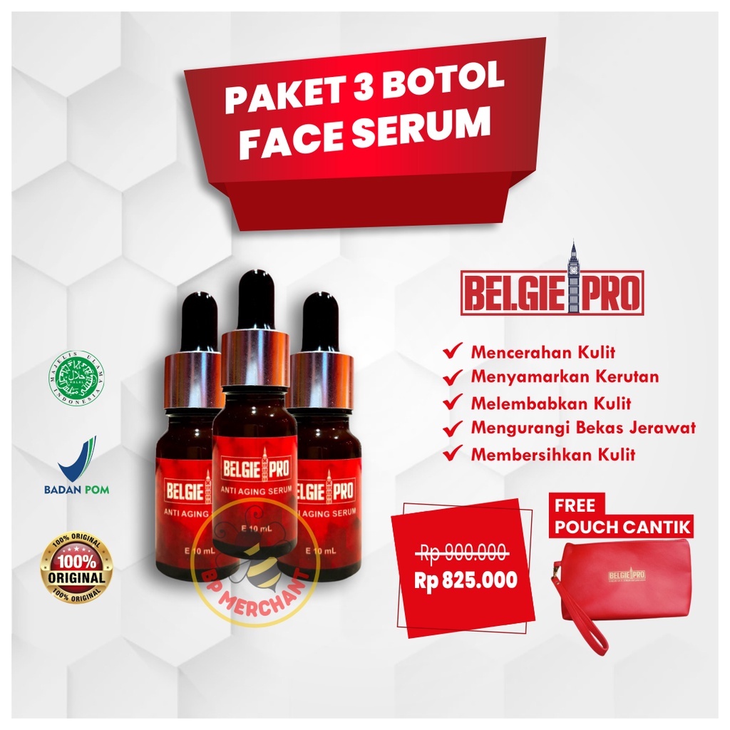 Jual Paket 3 Botol Belgie Pro Face Serum Facial Pelembab Penghilang