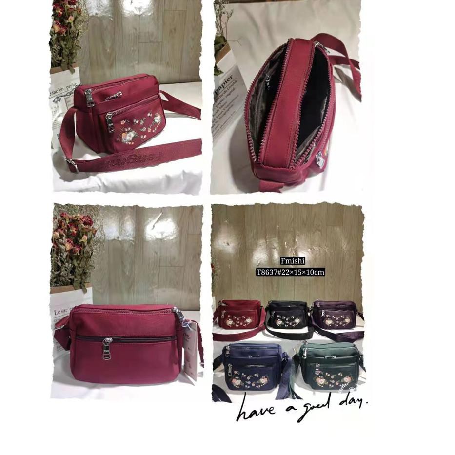 Tas Wanita Import Jinjing dan Selempang FENGMISHI FMST8637 T8637 FMS8637 8637 Bunga Bahan Parasut Ku