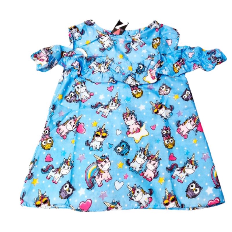 Daster Anak Perempuan Dress anak Model Sabrina Karakter LOL Unicorn lebah biru lebah kuning Random usia 1-8 tahun