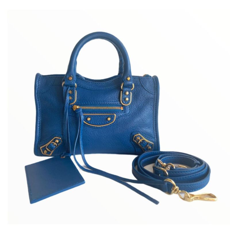 Balenciaga Nano City Metalic Edge Blue GHW