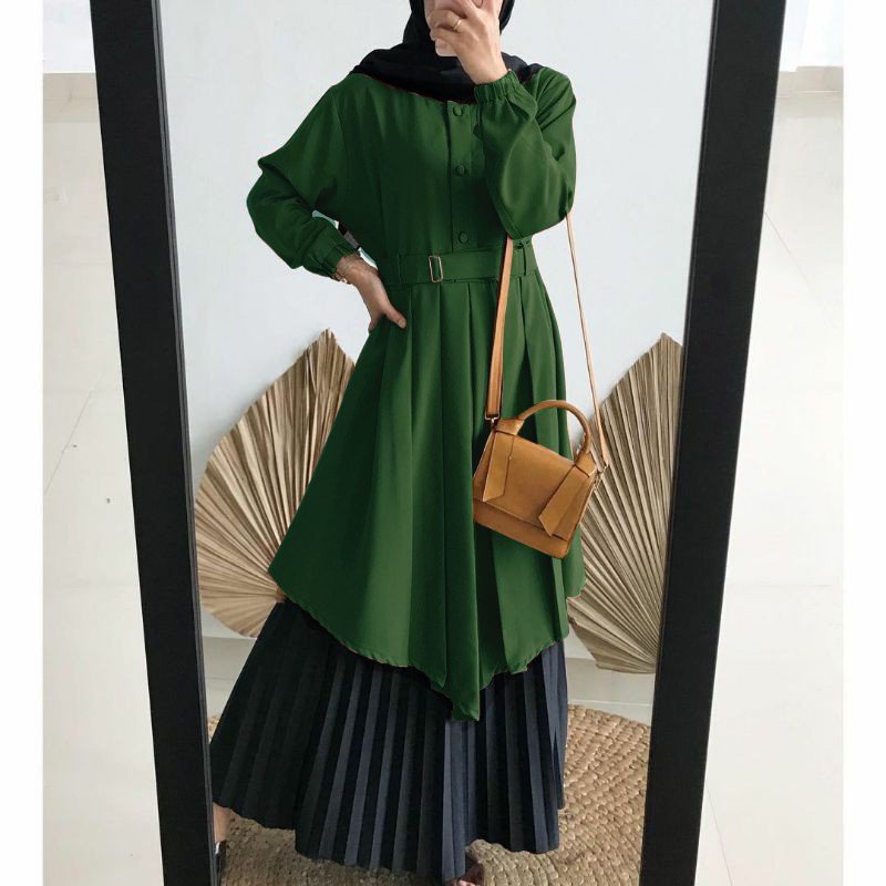 TUNIK WANITA EXCLUSIVE TERBARU PREMIUM - TUNIK HIJAU BOTOL