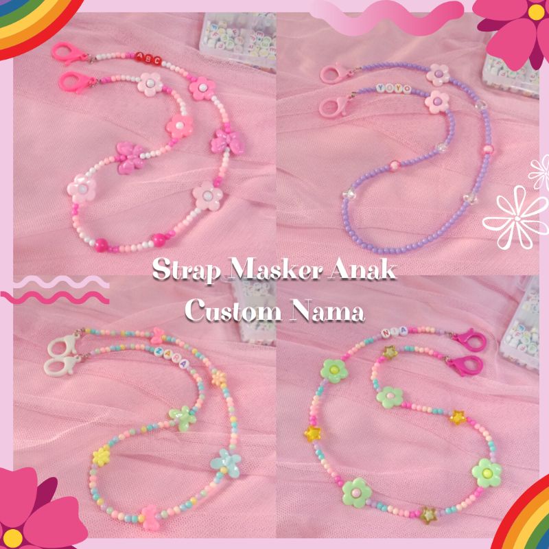 Strap Masker Custom Nama Anak Kalung masker anak nama tali masker anak nama