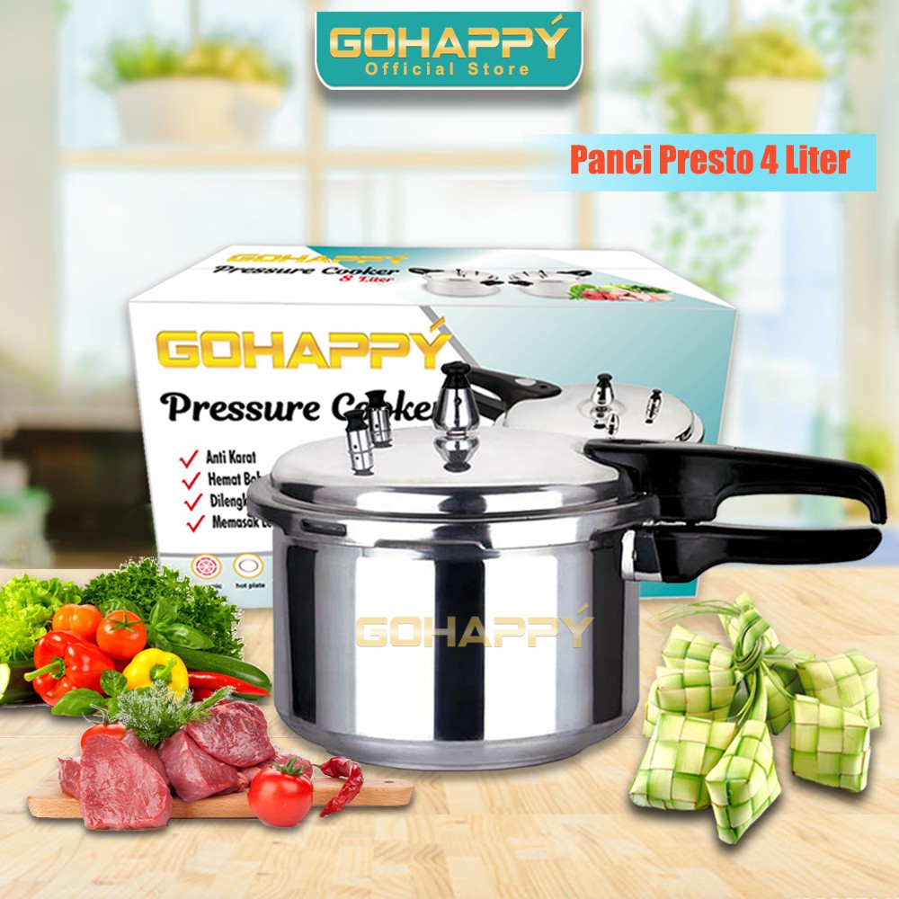 Gohappy Pressure Cooker Presto 4 Liter Panci Masak Cepat Ketupat Tulang Lunak Shopee Indonesia