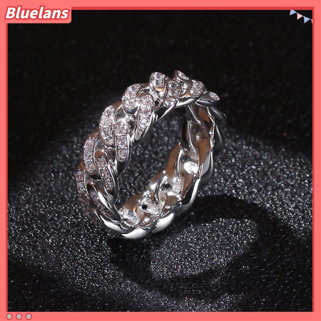 Bluelans Cincin Bahan Alloy Model Twisted Aksen Cubic Zirconia Untuk Hadiah