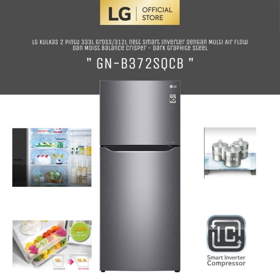 LG GN-B372SQCB Kulkas Smart Inverter 2 Pintu 333L