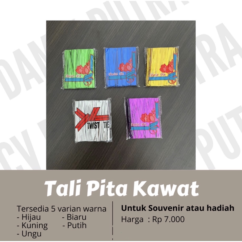 

Pita Kawat Souvenir Pita Ikat Kabel Twist Tie 7 cm dan kawat pita roll