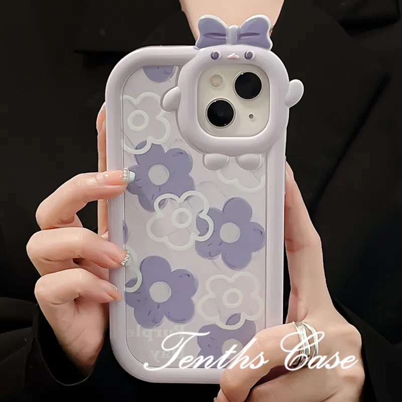 Redmi 10C 9A 9C 9T Note 11 Pro + 10 Pro 9T Mi 12 Poco F3 M4 Pro X3 GT Soft Case Pelindung Motif Bunga Ungu Untuk