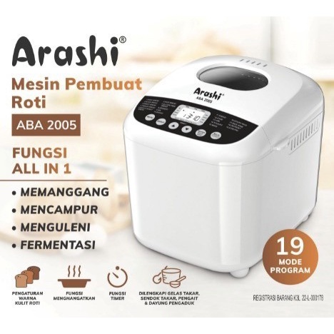 ARASHI Digital Bread Maker ABA 2005 / Mesin Pembuat Roti Otomatis