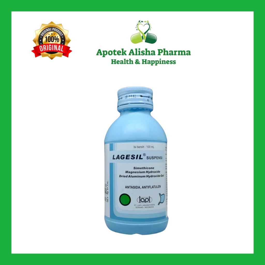 LAGESIL SUSPENSI 100ml-Lagesil Syrup/Lagesil Antasida Sirup Obat Maag/Pencernaan/Lambung/Mual/Perih/Kembung/Nyeri Uluhati