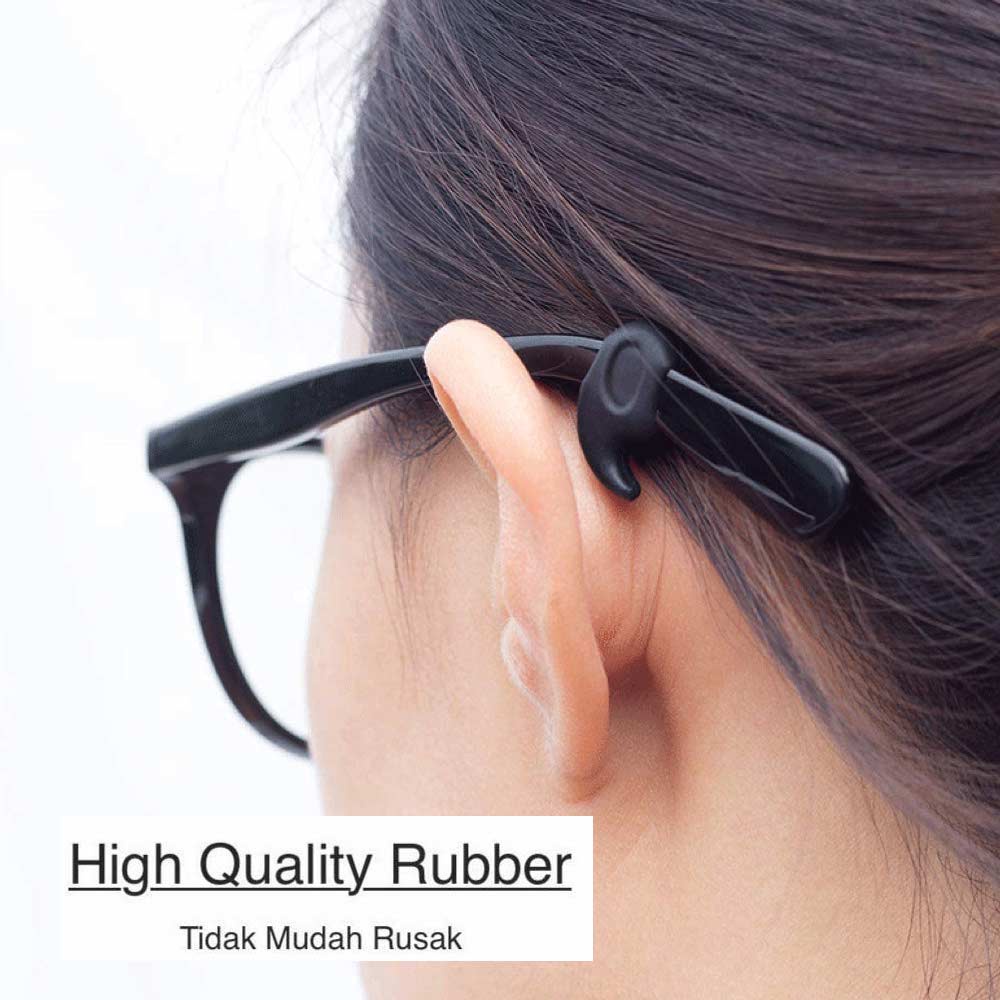 1 Pasang [ Biru Muda ] Pengait Kacamata Silikon - Anti Slip - Earhook Silicone - Penahan Hijab Style - KP8075