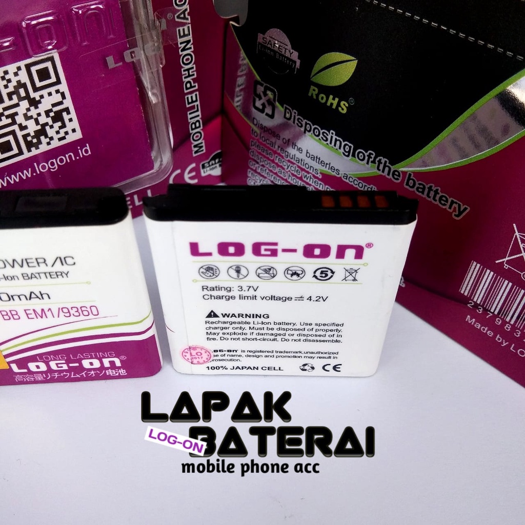 LOG - ON Baterai BLACKBERRY 9360 EM1 - batre 9360 em1 battery ORIGINAL