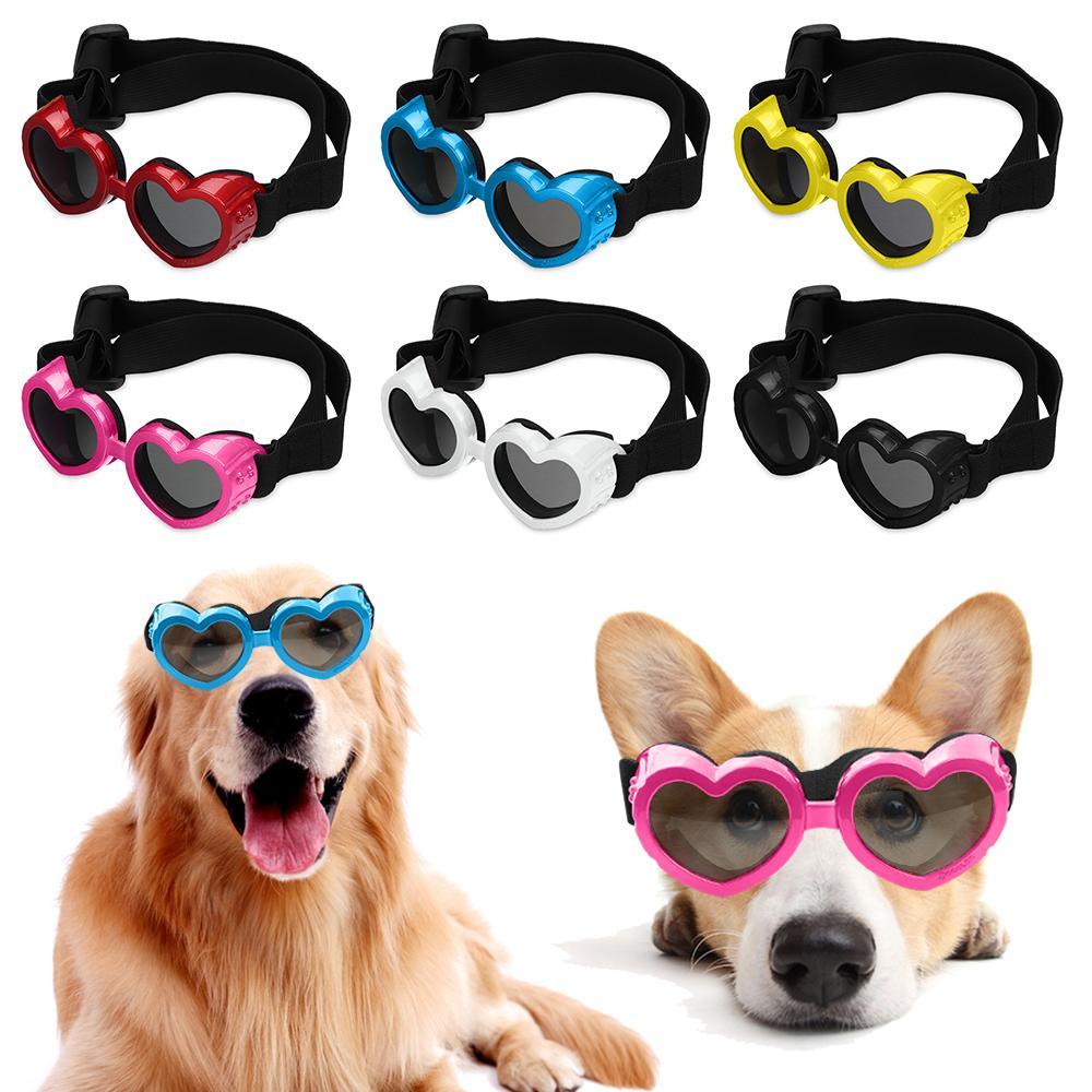 Solighter Kacamata Hitam Anjing Kecil Pet Sunglasses Colorful UV Protection Tahan Air Memakai Perlindungan Tali Yang Dapat Disesuaikan Kaca Depan