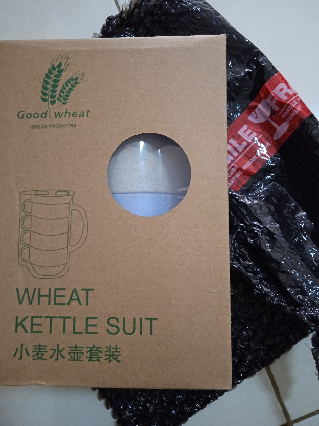 Teko Set 4 Pcs Gelas Pastel Dengan Gagang Cangkir Mug Wheat Fiber High Quality Food Grade