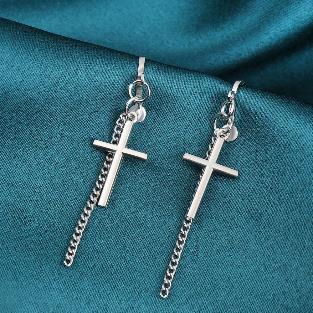 R-flower Cross Chain Earrings Perempuan Kepribadian Super Keren Tanpa Tindik