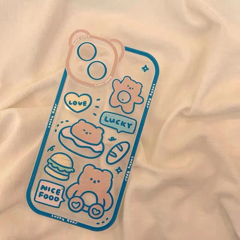 Soft Case Transparan Motif Beruang Untuk IPhone 13pro / Mini 12promax / SE2 2020 / 11pro MAX / 6S / 7 / 8plus / XR