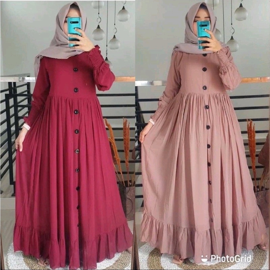 Gamis Alesha / Gamis Malaysia Terbaru Size Jumbo Bahan Crepe Premium Adem / Gamis Muslim Polos Remaja Dewasa Style Casual Size Zumbo-2