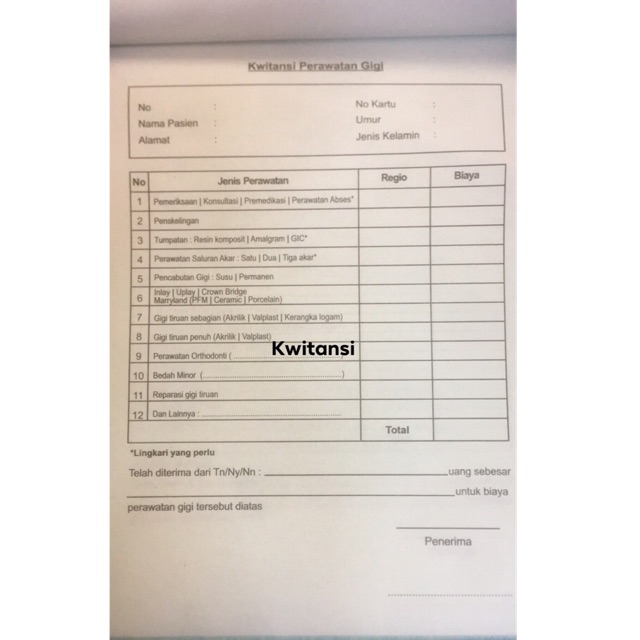 Kwitansi Dental