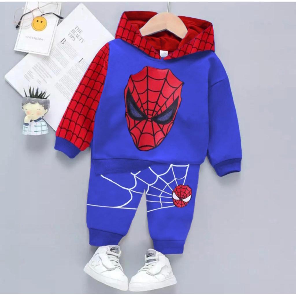 SETELAN HOODIE SPIDERMAN BAYI ANAK LAKI LAKI SIZE 1-5 TAHUN TERLARIS TERBARU BAHAN BABYTERRY AMAN DAN NYAMAN DIPAKAI/ SETELAN HOODIE ANAK LAKI LAKI/ SETELAN HOODIE ANAK COWO/ SETELAN HOODIE BAYI LAKI LAKI