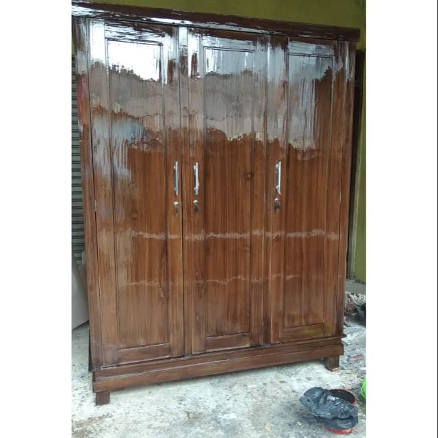 Lemari baju kayu jati 3 pintu