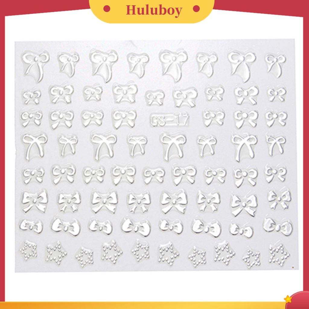 Huluboy Huluboy♡ Stiker Kuku Motif Hati Dan Pita Untuk Dekorasi Manicure