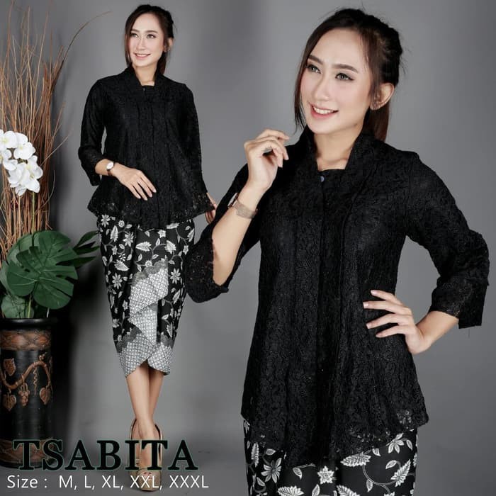 kebaya brukat floy lengan 7/8 trendy