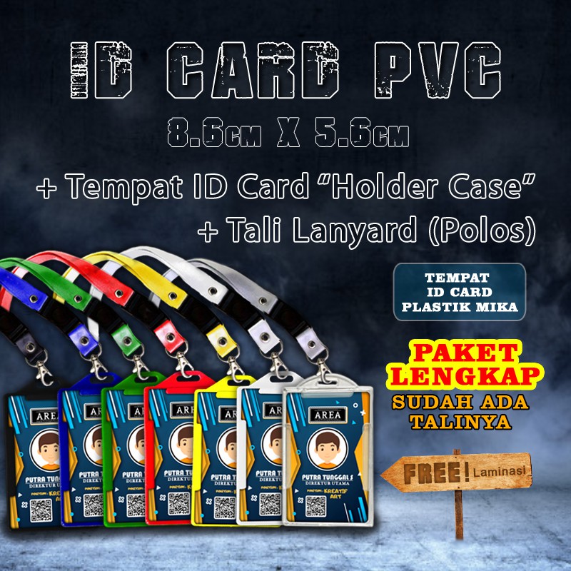 

Paket Lengkap Print dan Cetak ID Card/Kartu Identitas + Tempat ID Card Mika Plastik + Tali Lanyard