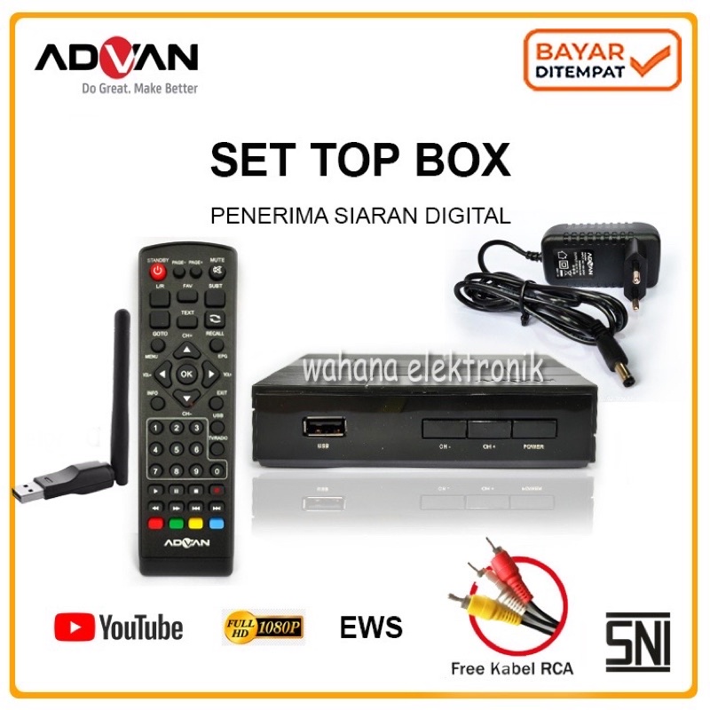 ADVAN DIGIBOX STB DV3T2 Set Top Box Tv digital Youtube 1080p Receiver