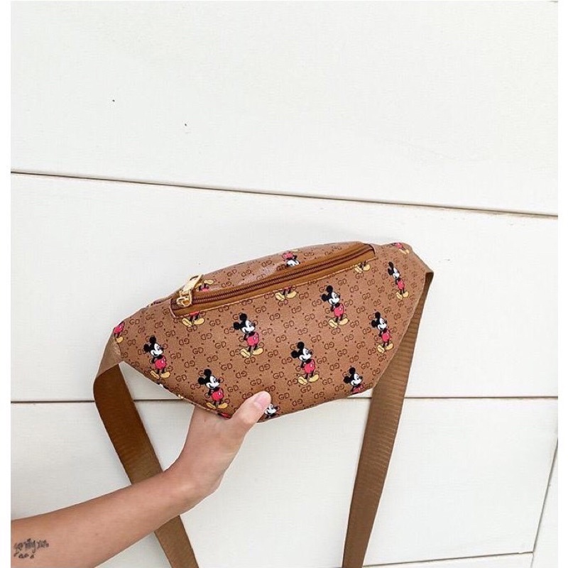 DISKON TASMURAH EL 5088 tas waistbag wanita import gucci mickey