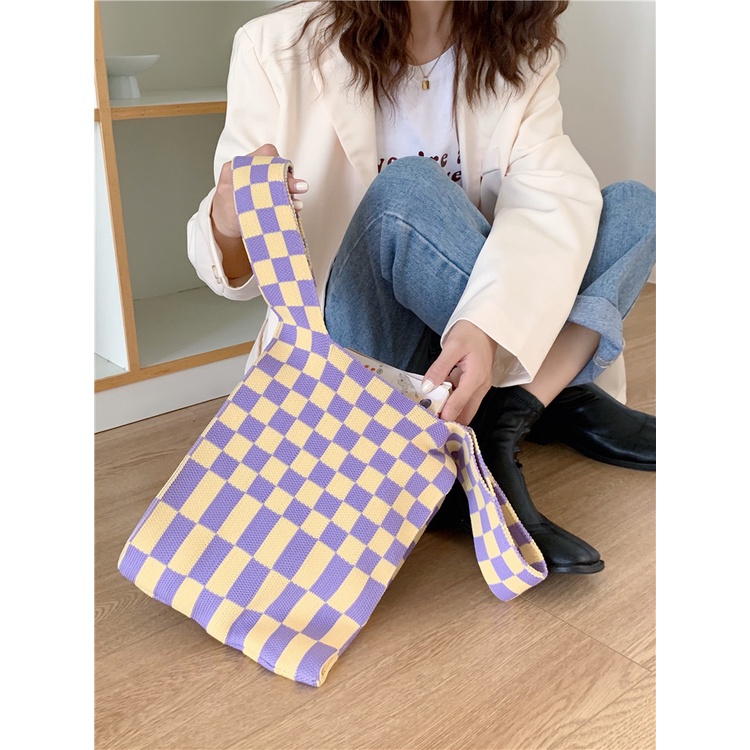 NEW BENE KOREAN CHECKERED TOTE BAG / TAS TANGAN KOTAK / HANDLED BAG