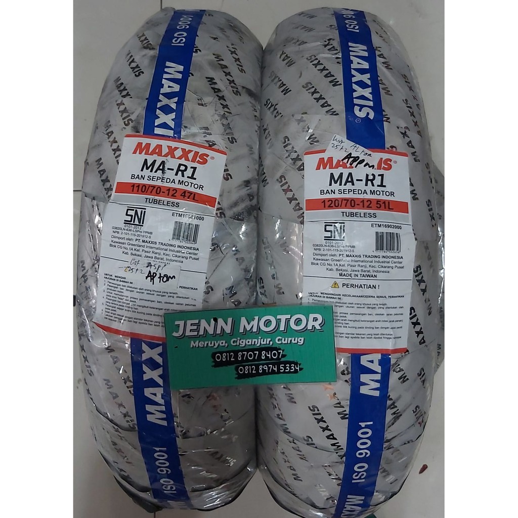 BAN TUBLES UKURAN 110/70-12 DAN 120/70-12 MAXXIS MA-R1