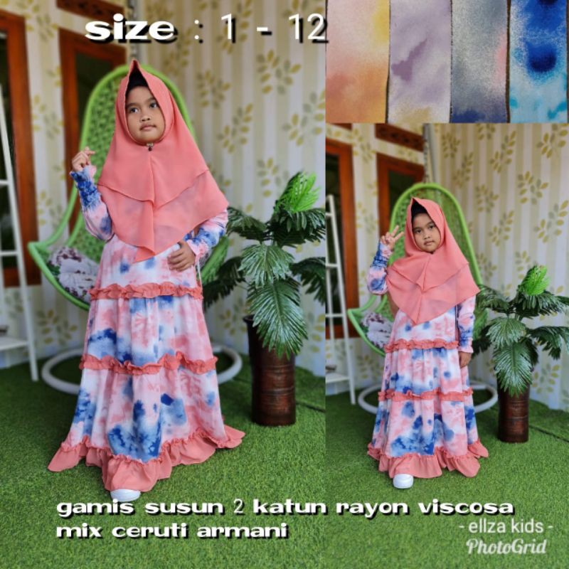 Gamis Anak Usia 4-12 Tahun/ Gamis Anak Bahan Rayon Mix Ceruti/ Gamis Anak Tanggung/ Gamis Rumbe