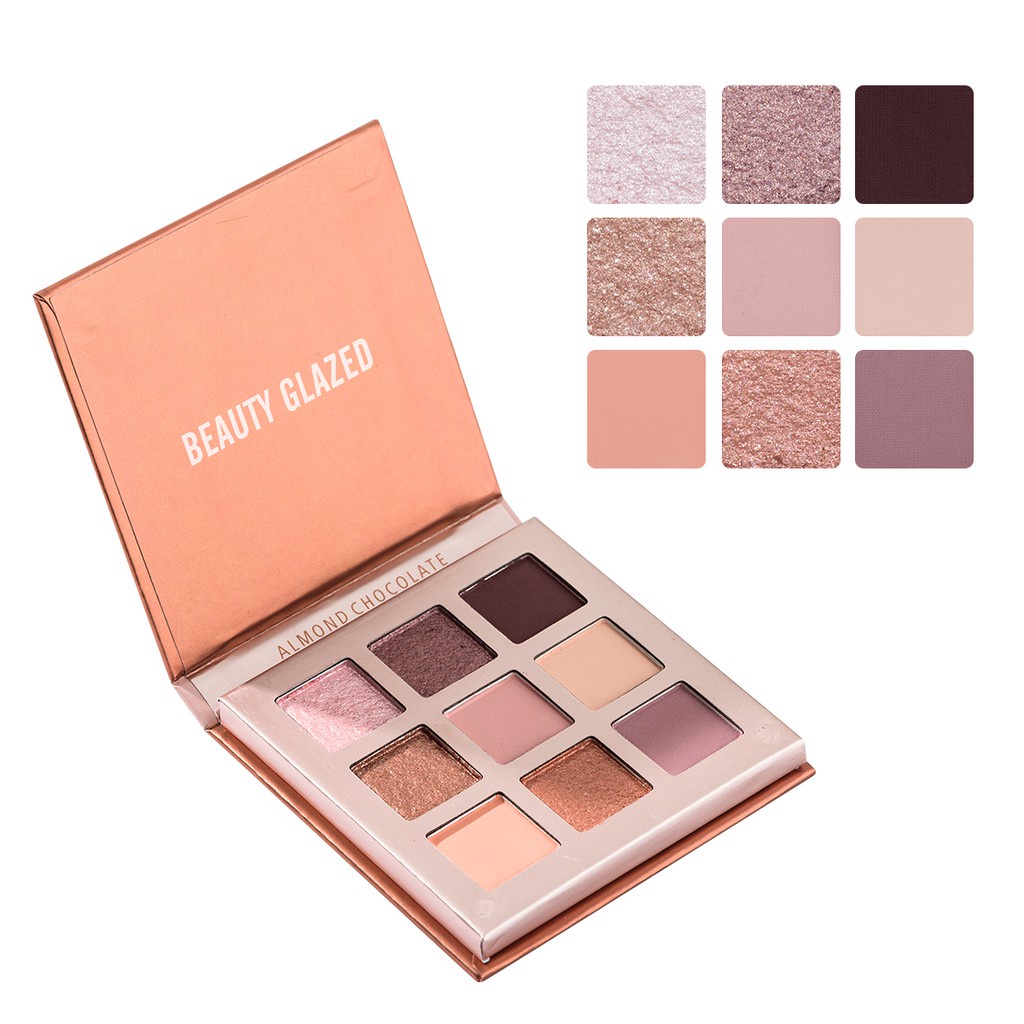 BEAUTY GLAZED 9 Warna Palet Eyeshadow Pigmented Kosmetik Riasan Mata Tahan Air