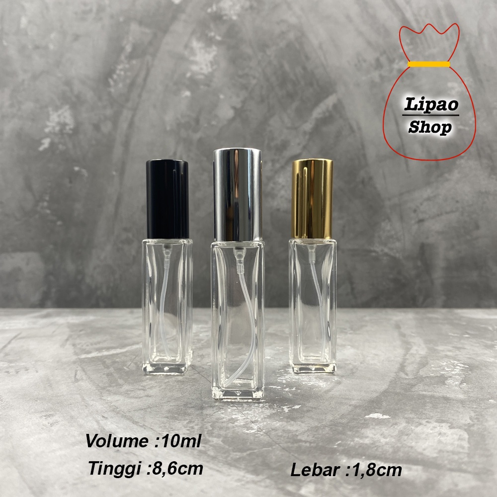 Botol Spray 10ml Kaca TEBAL KOTAK -Refill Isi Ulang Parfum Travel Size
