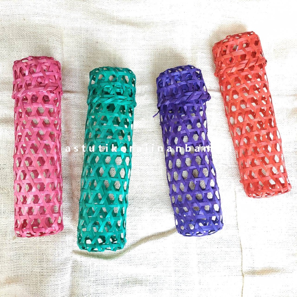 Klongsong anyaman bambu untuk  Botol 9 x 25 cm free Warna/ tempat tumbler/ botol anyaman/ tas botol